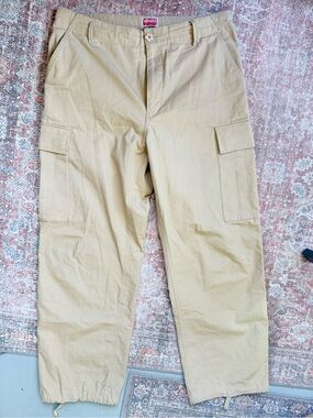 Kenzo Beige/Tan Cargo Pants with Drawstring Hems